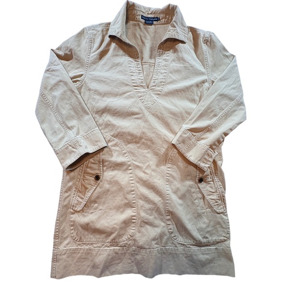 Ralph Lauren Dresses & Skirts - Ralph Lauren Tunic Dress Womens 8 Tan Cotton Twill Long Sleeve Utility Safari‎